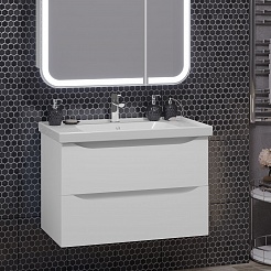 Opadiris Мебель для ванной Элеганс 80 подвесная белая матовая – фотография-4
